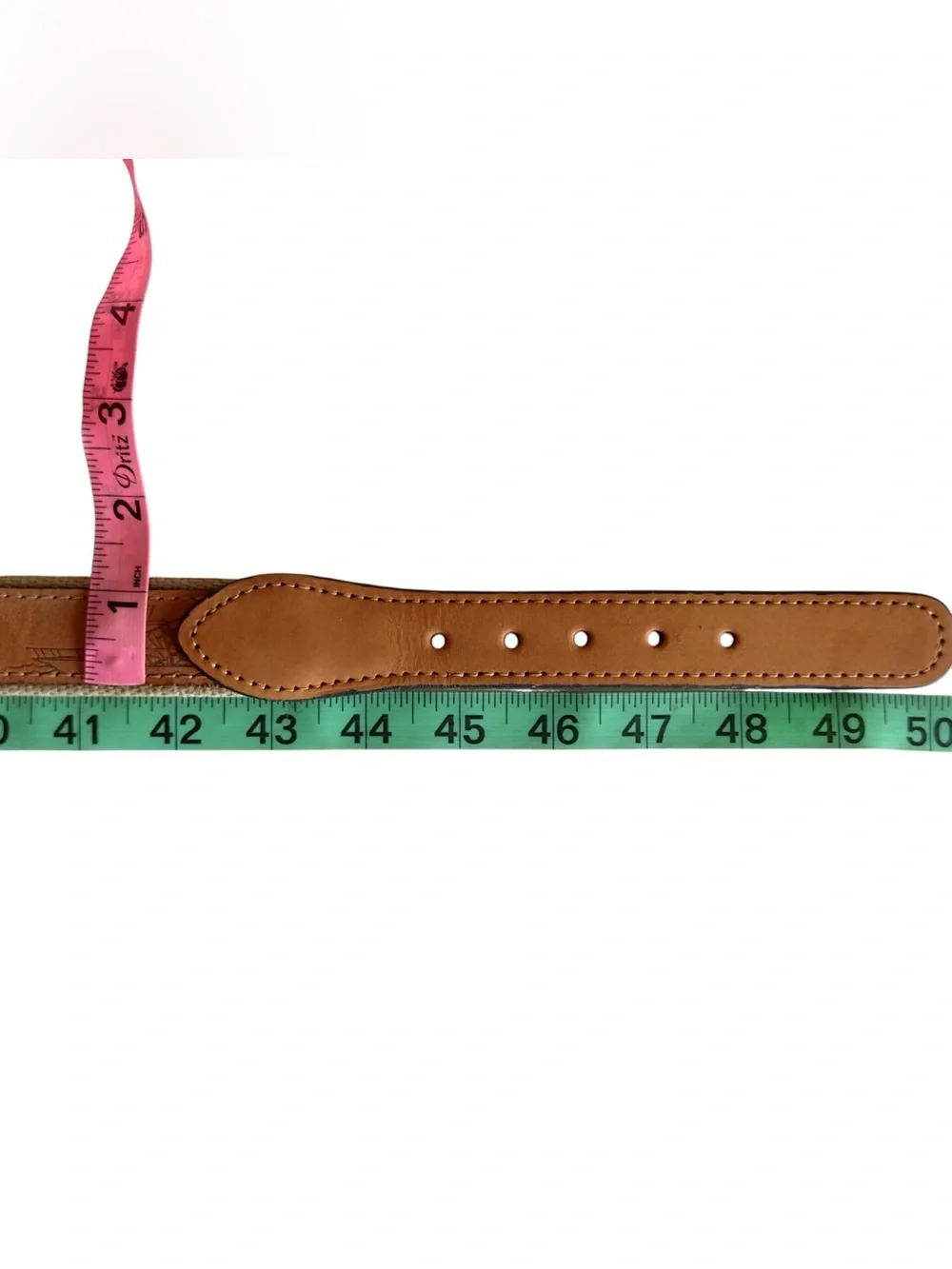 Zep-Pro Dolphin Mahi-Mahi Embroidered Nubuck Tan Leather Men’s 46 Belt USA